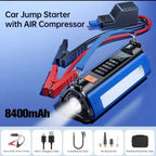 Ozio 4-in-1 12V Jump Starter 1500A + 150PSI Air Compressor, 8400mAh Power Bank & LED SOS Light