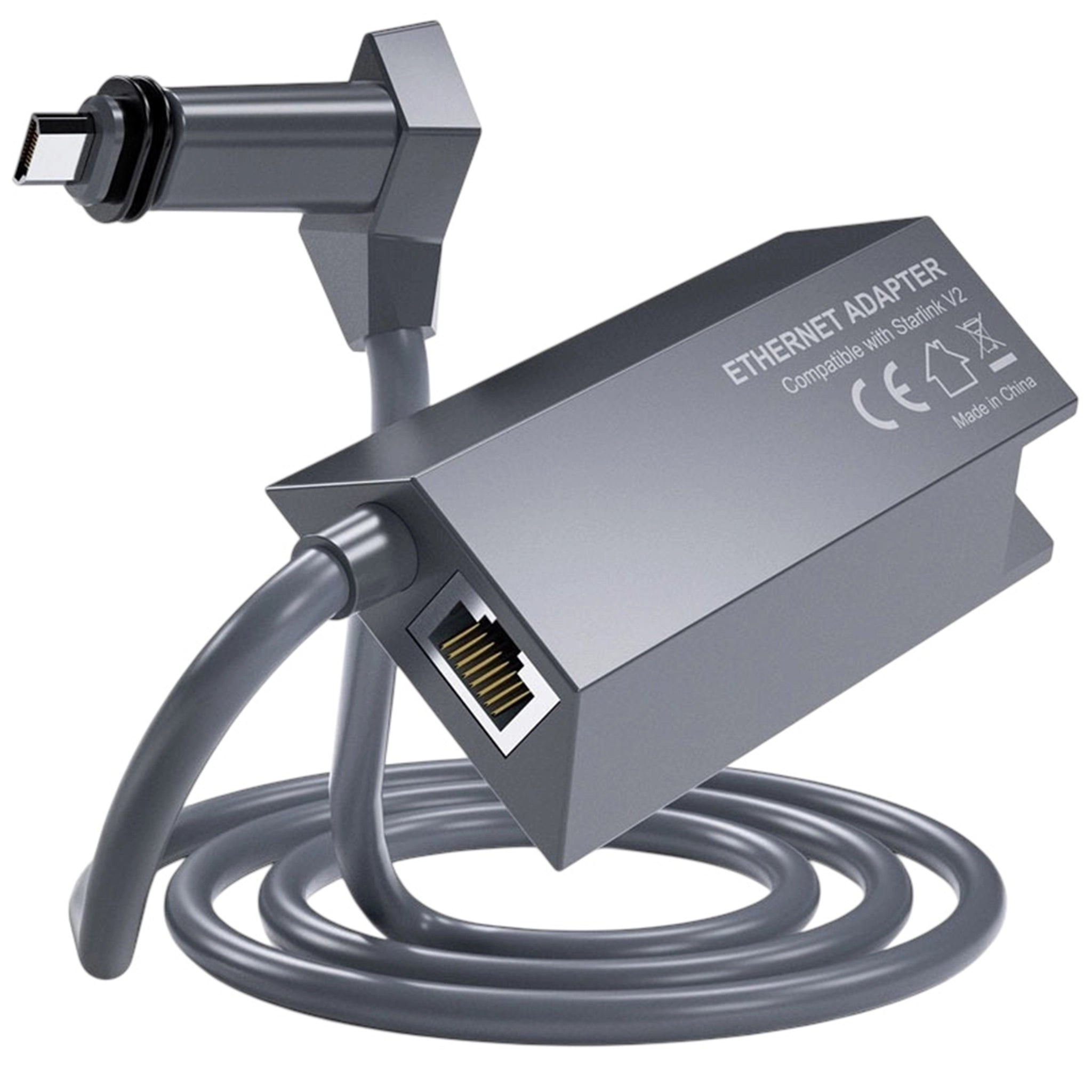 Starlink Ethernet Adapter V2 (Gen2) - Gigabit RJ45 LAN Port for Rectangular Dish, 0.92m Shielded Cable