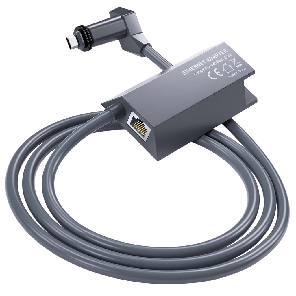 Starlink Ethernet Adapter V2 (Gen2) - Gigabit RJ45 LAN Port for Rectangular Dish, 0.92m Shielded Cable